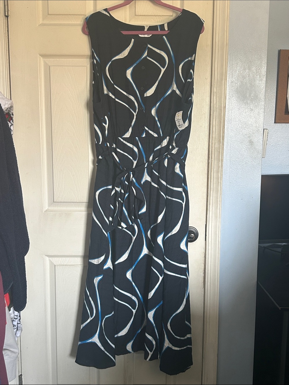 NWT Nine West navy modern flow sleeveless button front dress size 3X - Picture 4 of 9